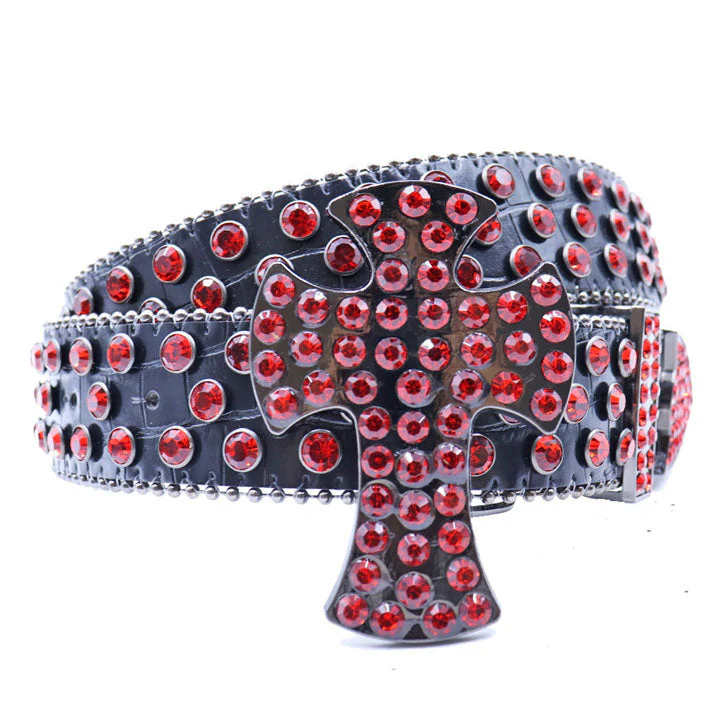 Rhinestone Cross Designer Belt Premium Bling Belt for Men & Women